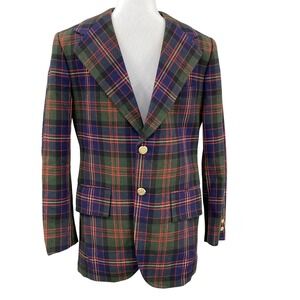 Vintage Richmond Brothers Mens 41 Tartan Plaid Wool Blazer Jacket Preppy Classic